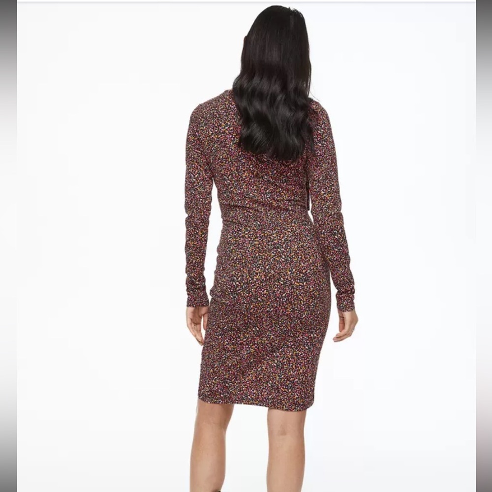 NWT H&M Women’s MAMA Maternity Colorful Speckled KNOT-DETAIL NURSING DRESS - Picture 5 of 16